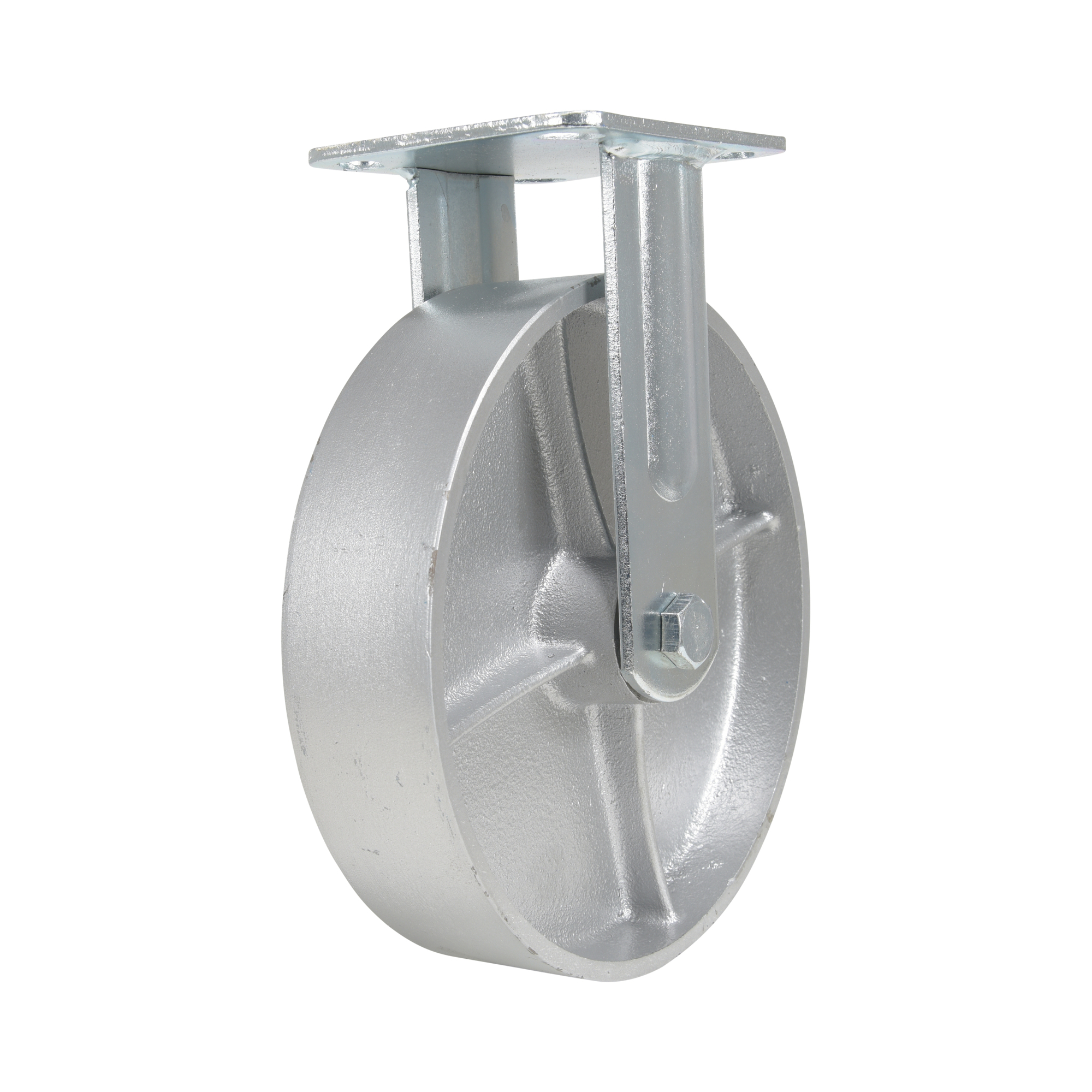 Vestil Rigid Caster - 8in., Cast Iron, Gray Tread, Zinc Plated, Model# CST-VE-8X2CI-R